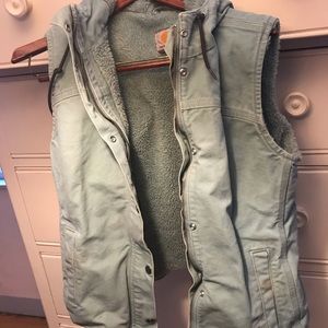 carhartt women's washed duck hooded vest